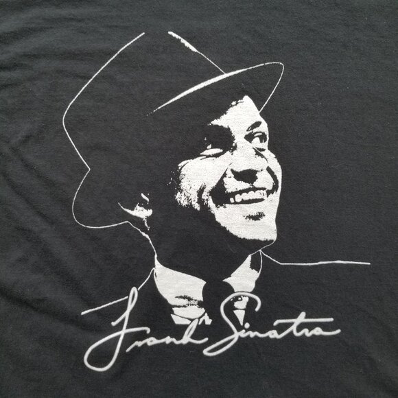 Frank Sinatra T-Shirt Men XL Black Band Tee Graphic Print Ring Spun Short-Sleeve - Picture 1 of 8